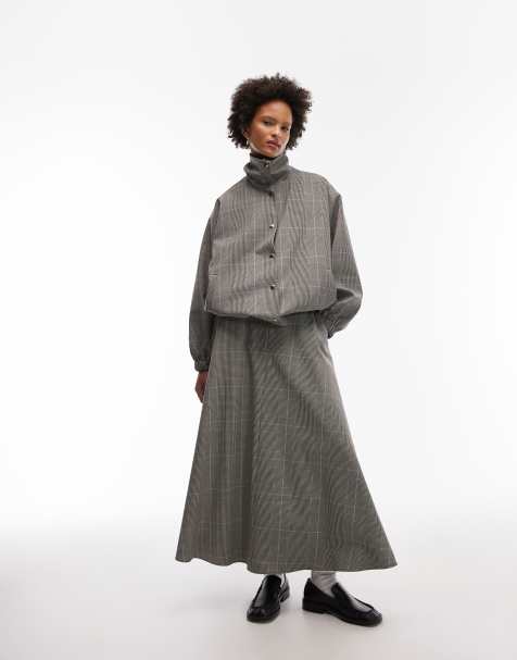 ASOS DESIGN tailored circle maxi skirt in mixed check