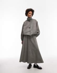 ASOS DESIGN tailored funnel neck jacket in mixed plaid