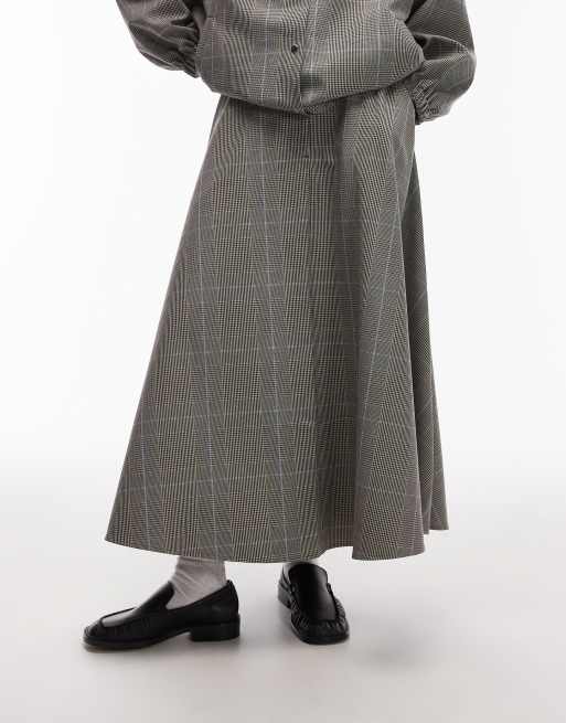 ASOS DESIGN tailored circle maxi skirt in mixed plaid