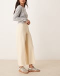 [ASOS DESIGN] ASOS DESIGN tailored clean ankle grazer wide leg pants in buttermilk-White 6 Buttermilk