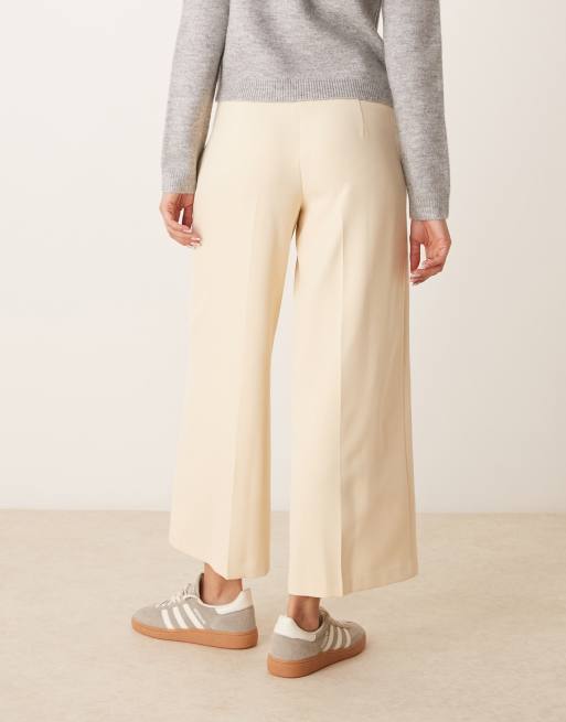 White Sneakers With Wide Leg Pants ASOS DESIGN Tailored Clean