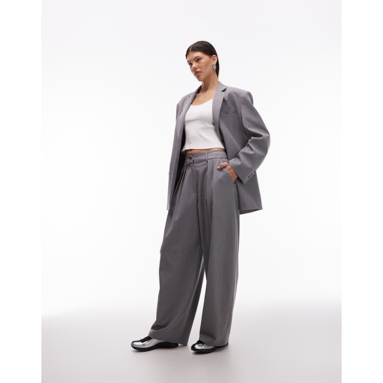 ASOS DESIGN tailored cocoon leg pants in gray melange | ASOS