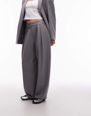 Asos Design Tailored Cocoon Leg Pants In Gray