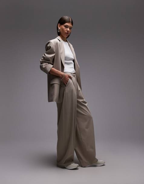 ASOS DESIGN tailored cocoon leg pants in neutral - view 1