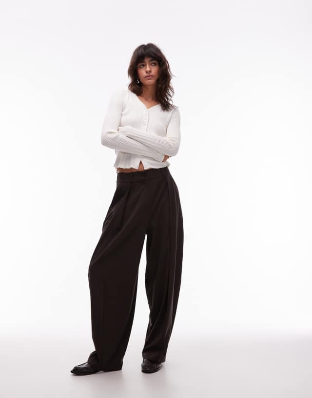 ASOS DESIGN tailored cocoon pants in chocolate | ASOS