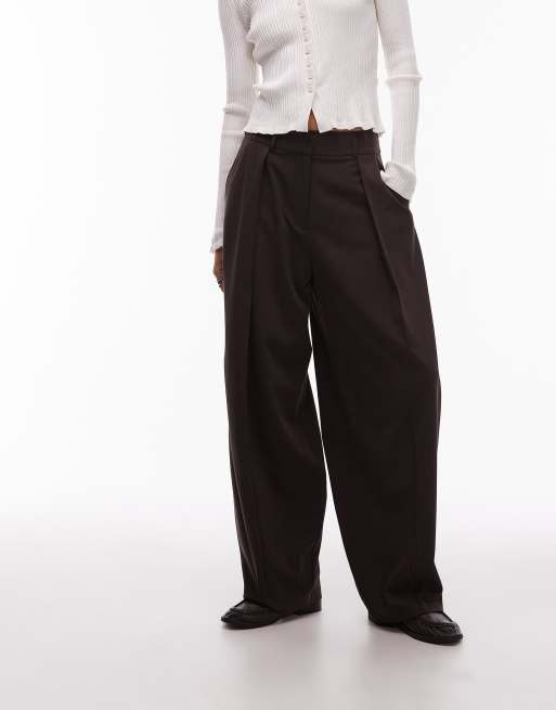 ASOS DESIGN tailored cocoon pants in chocolate