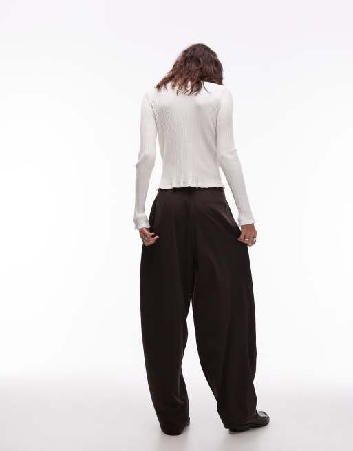 ASOS DESIGN tailored cocoon pants in chocolate, 4 of 5
