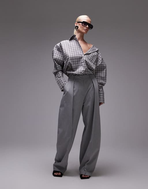 ASOS DESIGN tailored cocoon pants in light gray