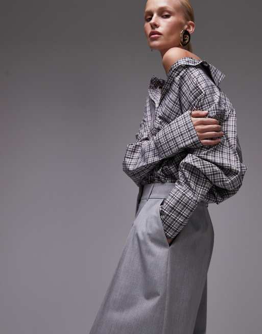 ASOS DESIGN tailored cocoon pants in light gray