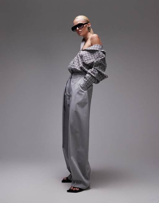 ASOS DESIGN tailored cocoon pants in light gray