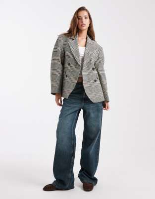 Asos Design Tailored Cocoon Sleeves Double Breasted Blazer In Multi