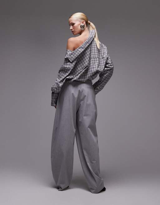 ASOS DESIGN tailored cocoon pants in light gray
