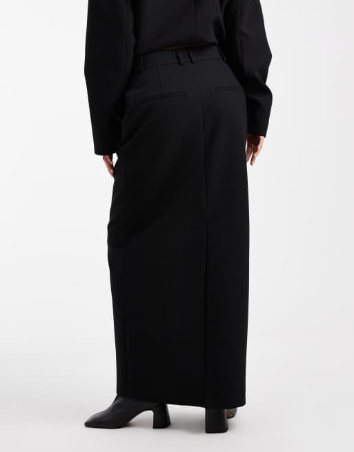 ASOS DESIGN tailored column skirt in black, 3 of 4