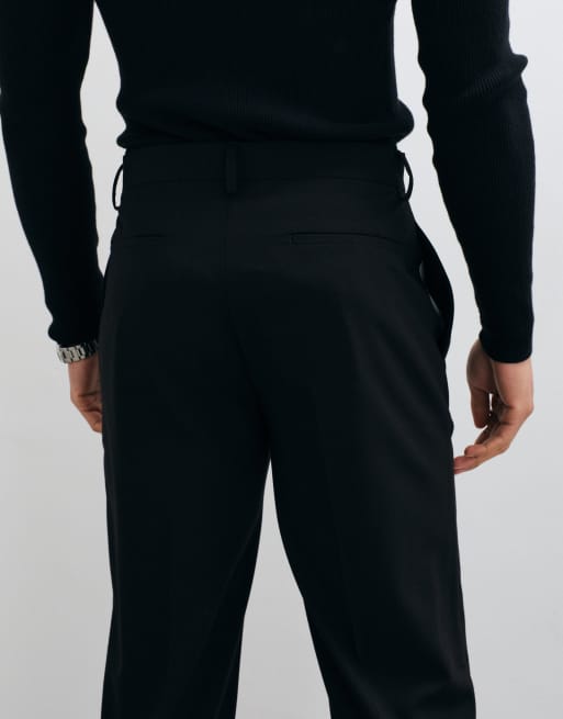 ASOS DESIGN tailored comfort stretch tapered pants in black twill, 2 of 5