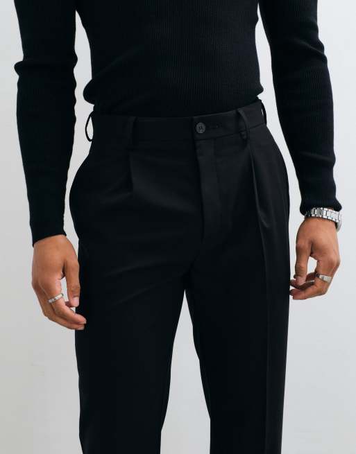 ASOS DESIGN tailored comfort stretch tapered pants in black twill, 5 of 5
