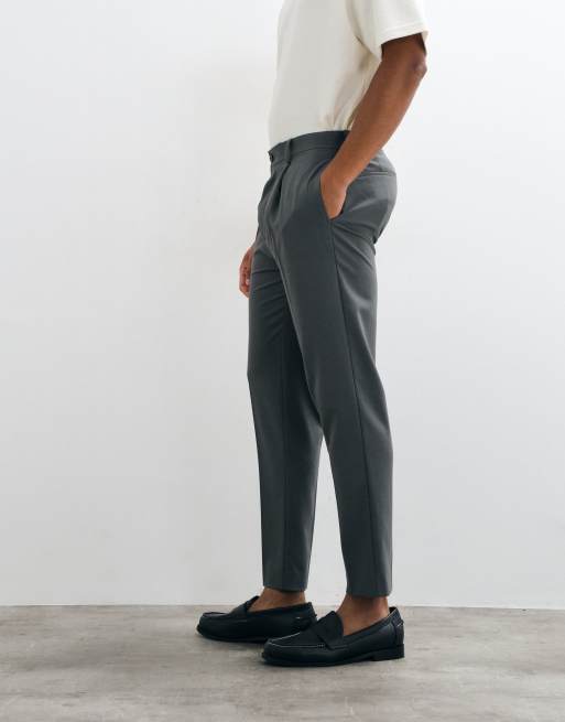 ASOS DESIGN tailored comfort stretch tapered pants in charcoal twill, 3 of 5