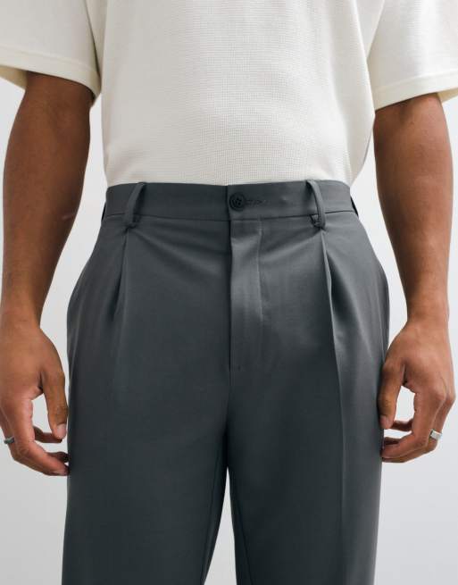 ASOS DESIGN tailored comfort stretch tapered trousers in charcoal twill, 4 of 5