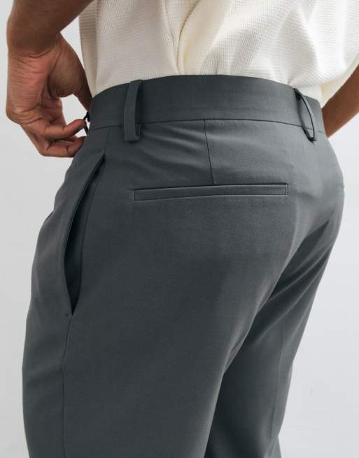ASOS DESIGN tailored comfort stretch tapered trousers in charcoal twill, 5 of 5