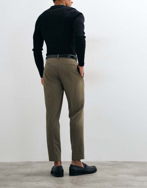 ASOS DESIGN tailored comfort stretch tapered trousers in khaki twill, 2 of 5