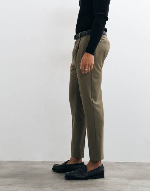 ASOS DESIGN tailored comfort stretch tapered trousers in khaki twill, 3 of 5