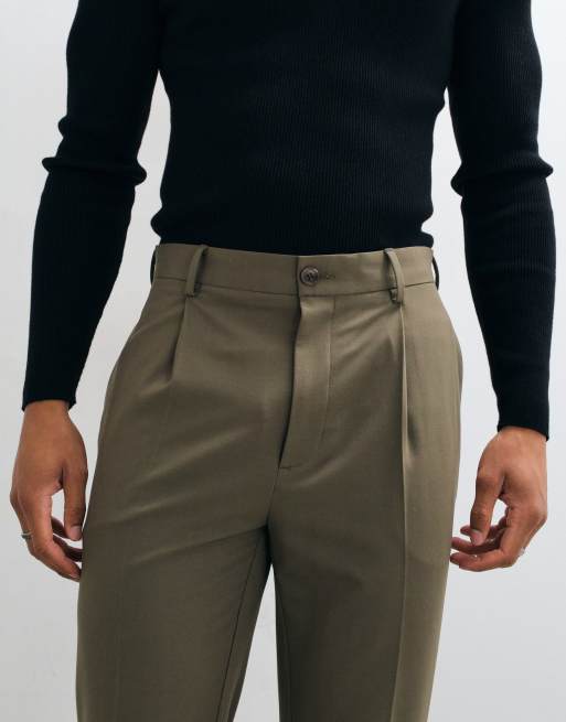 ASOS DESIGN tailored comfort stretch tapered trousers in khaki twill, 4 of 5