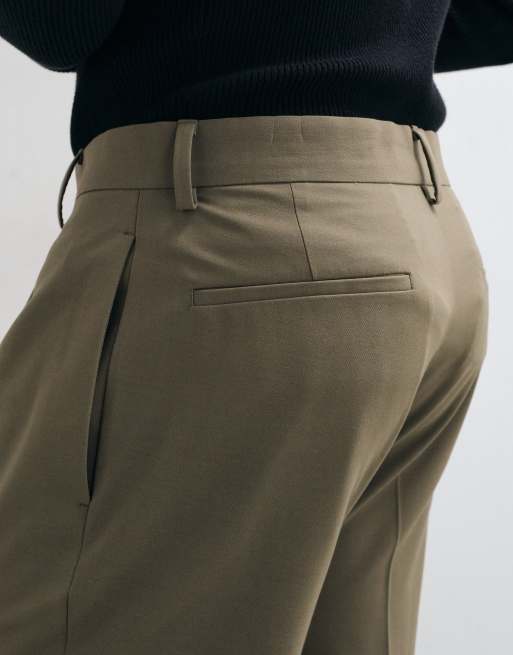 ASOS DESIGN tailored comfort stretch tapered trousers in khaki twill, 5 of 5