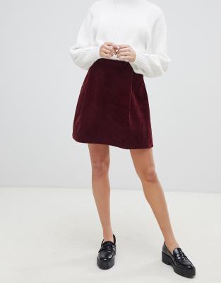 maroon cord skirt