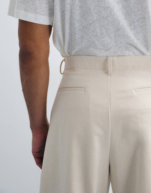 ASOS DESIGN tailored corduroy barrel leg pants in ecru, 6 of 7