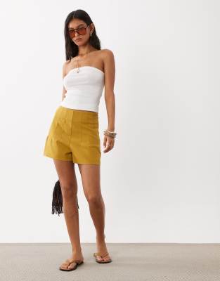 Asos Design Tailored Corset Waist Shorts In Green