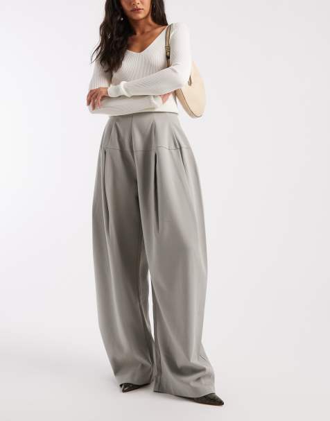 ASOS DESIGN tailored corset waist volume trousers in sage - view 1