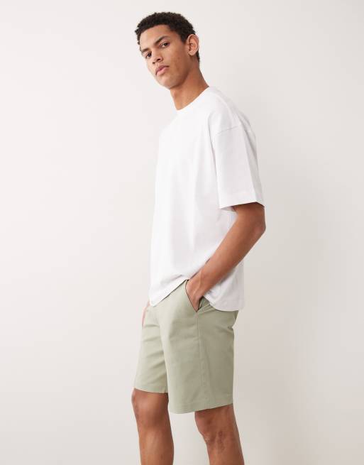 ASOS DESIGN tailored cotton rich regular chino shorts in sage green, 3 of 5