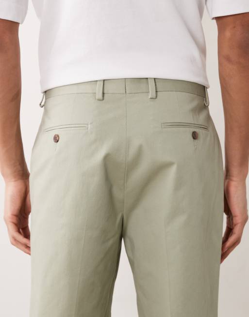 ASOS DESIGN tailored cotton rich regular chino shorts in sage green, 5 of 5