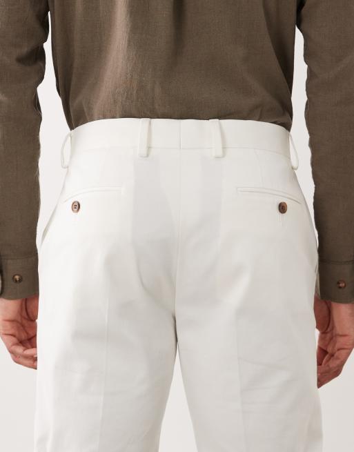 ASOS DESIGN tailored cotton rich slim chino pants in white with turnup, 4 of 5