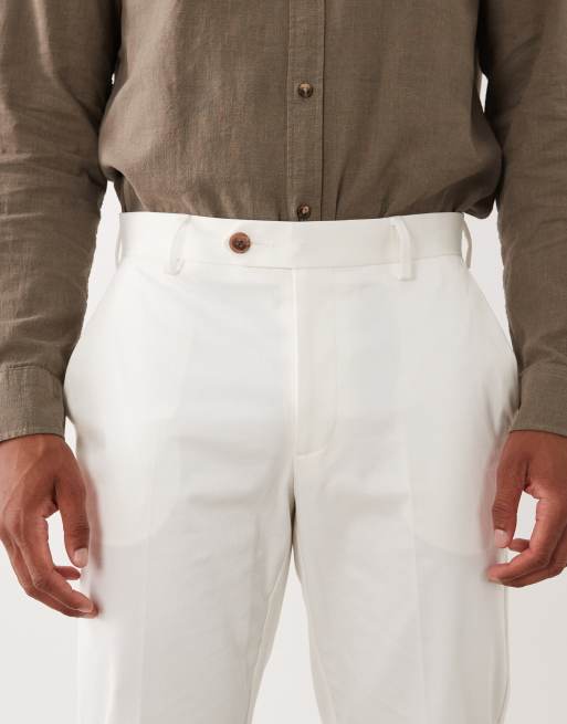 ASOS DESIGN tailored cotton rich slim chino pants in white with turnup, 5 of 5