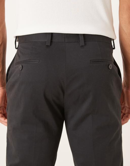 ASOS DESIGN tailored cotton rich slim chino trousers in black with turnup, 5 of 5