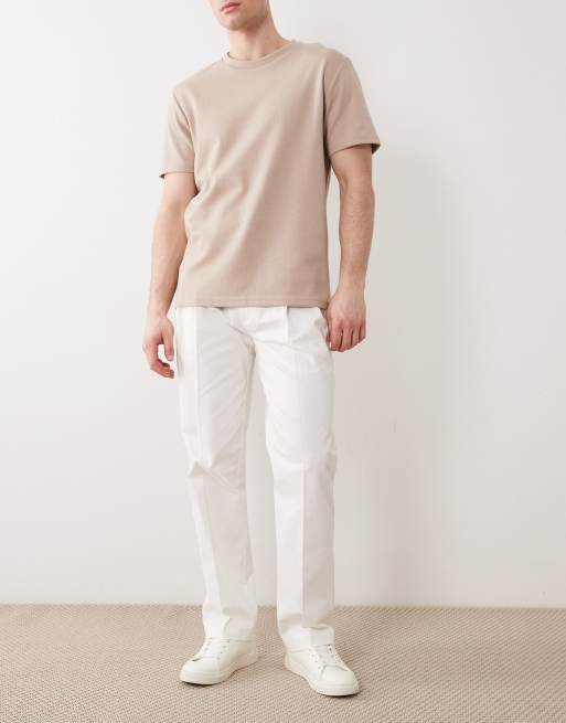 ASOS DESIGN tailored cotton rich straight leg chino pants in white with front pleats, 2 of 5