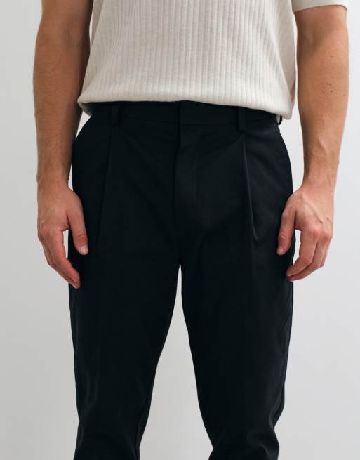 ASOS DESIGN tailored cotton rich tapered chino pants in black, 2 of 5