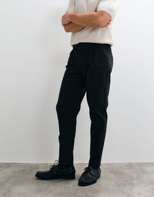ASOS DESIGN tailored cotton rich tapered chino pants in black, 3 of 5