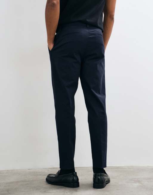 ASOS DESIGN tailored cotton rich tapered chino pants in navy, 4 of 5