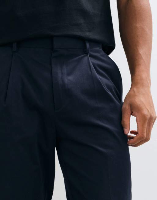 ASOS DESIGN tailored cotton rich tapered chino pants in navy, 5 of 5