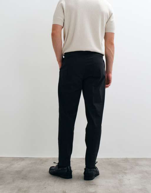ASOS DESIGN tailored cotton rich tapered chino trousers in black, 5 of 5