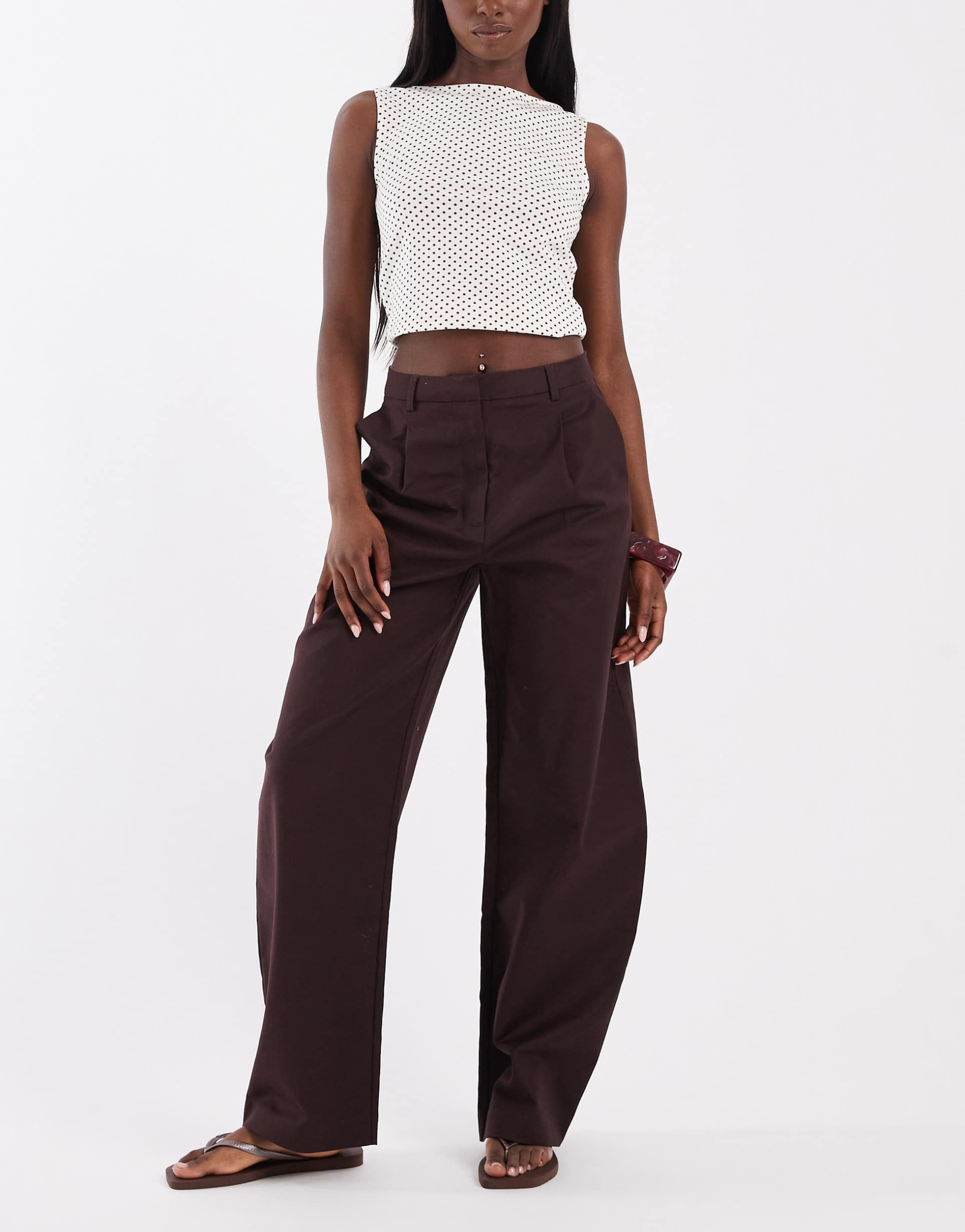 asos design tailored cotton sateen barrel pants in plum