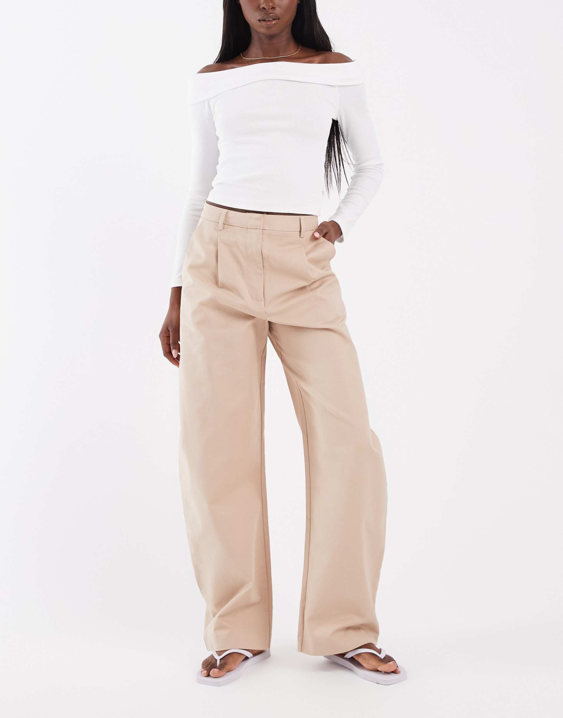 asos design tailored cotton sateen barrel pants in taupe