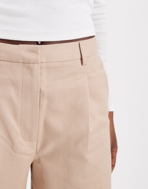 ASOS DESIGN tailored cotton sateen barrel pants in taupe, 3 of 5
