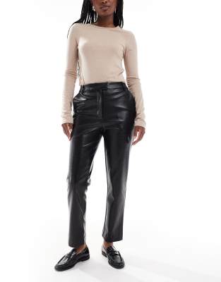 Asos Design Tailored Croc Faux Leather Slim Ankle Grazer Pants In Black