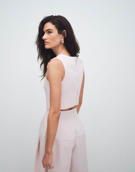 ASOS DESIGN tailored crop top in pink, 3 of 11