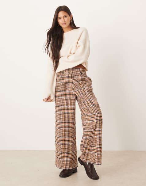 ASOS DESIGN tailored cropped adjustable tab waist pants in plaid - view 1