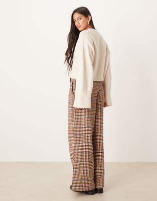 Asos Design Tailored Cropped Adjustable Tab Waist Pants In Multi