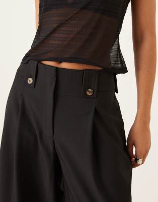 Asos Design Tailored Cropped Pants With Tab Waist Detail In Black