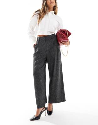 ASOS DESIGN tailored cropped wide leg trousers with pleat detail in multi